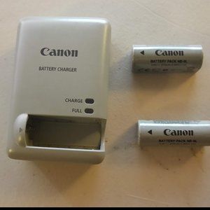 Genuine Canon CB-2LB Battery Charger + 2 NB-9L Lithium Ion Batteries